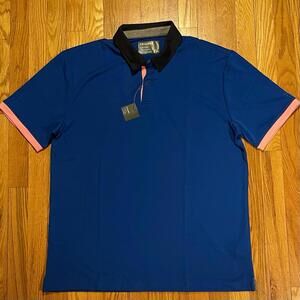 Twillory Short Sleeve Performance Polo Contrast Quick Drying Blue Pink 2XL NWT